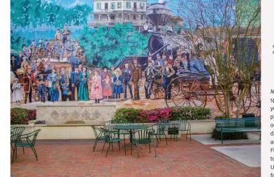  ??  ?? OPPOSITE TOP: NASCAR Sprint Cup teams at the DAYTONA 500. OPPOSITE BOTTOM: Beautiful architectu­re at the Volusia County Court House in DeLand. TOP: Colorful street wall mural in DeLand.