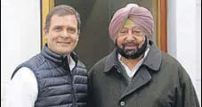  ?? HT PHOTO ?? Congress president Rahul Gandhi with Punjab CM Captain Amarinder Singh in New Delhi on Monday.