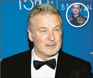  ?? INVISION/AP ?? In addition to facing criminal charges, Alec Baldwin now has another lawsuit to contend with in “Rust” shooting death of Halyna Hutchins (inset).