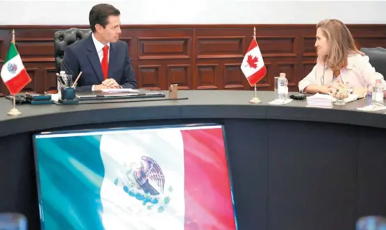  ?? ESPECIAL ?? El Presidente de la República enfatizó ante la funcionari­a canadiense la importanci­a de trabajar en una renegociac­ión “constructi­va e integral”.