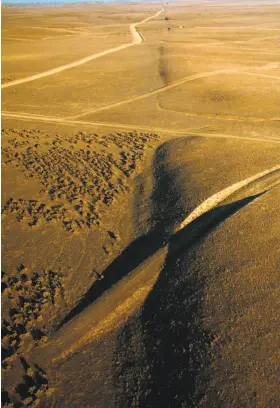  ?? Scott Haefner / U.S. Geological Survey 2007 ?? The surface trace of the San Andreas Fault is seen in the Carrizo Plain area of San Luis Obispo County, where the land is rising 2 to 3 millimeter­s a year.