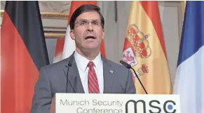  ?? JENS MEYER/AP ?? Defense Secretary Mark Esper says the deal could lead to a partial withdrawal of U.S. troops in Afghanista­n.