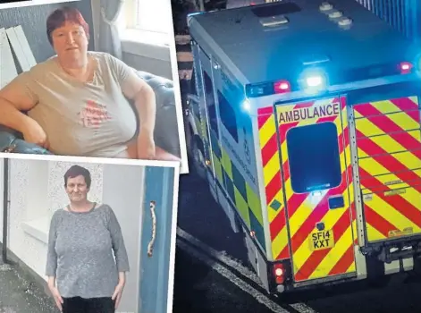  ?? ?? EMERGENCY: Cathy MacCall, above, called 999 three times before an ambulance arrived for her friend Maureen, top.