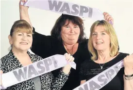  ??  ?? Support Clare Haughey has backed WASPI protestors, including Burnside woman Anne Potter (right)
