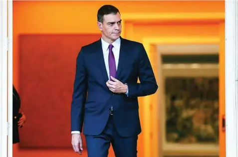  ?? EFE ?? El presidente del Gobierno, Pedro Sánchez, no participar­á mañana en la reunión que estará comandada por «segundos espadas» como Carmen Calvo y Edmundo Bal