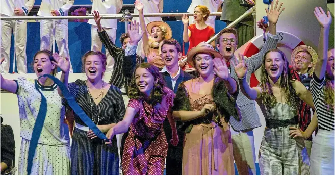  ?? PHOTOS: WARWICK SMITH/STUFF ?? A scene during a dress rehearsal of Anything Goes, the annual combined production between Palmerston North Boys’ High and Palmerston North Girls’ High.