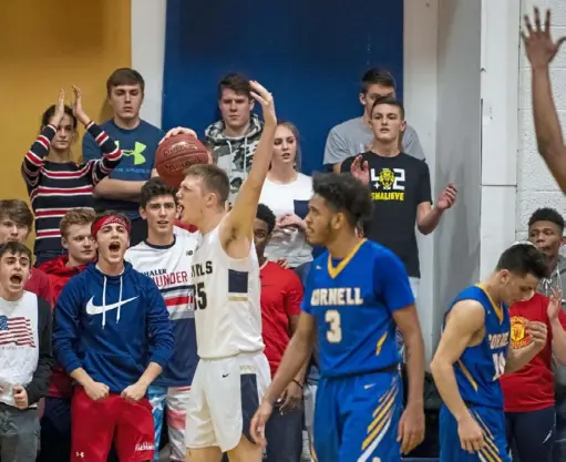  ?? Steph Chambers/Post-Gazette ?? Vincentian Academy’s Ethan Embleton reacts as time expires against Cornell Friday night at Vincentian Academy. “I’m proud of what these guys are doing,” Vincentian coach Tim Tyree said.