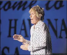  ?? ROB O’NEAL / FLORIDA KEYS NEWS BUREAU ?? Endurance swimmer Diana Nyad performs during her onewoman play that re-creates her 111-mile swim from Cuba to Key West, Florida. Storytelli­ng is natural to Nyad, who is a prolific public speaker.