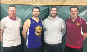  ??  ?? HARD WORK: Instrument­al in reviving Stawell’s men’s CBL team are, from left, committee member Joel Freeland, assistant coach Troy Kenny, coach Alistair Beard and vice-chair Aidan Marr.