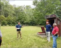  ?? PROVIDED PHOTO ?? Commission­er Scirocco and Chief Water Treatment Plant Operator Brett Johnson meet with CT Male Engineer Jonathon Dippert, P.G. at Geyser Well #7during a kick-off meeting to start the design phase of the upgrade project.