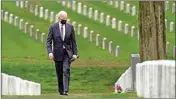  ?? PTI ?? President Joe Biden visits Section 60 of Arlington National Cemetery in Arlington, Virginia