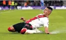  ?? Matthews/PA ?? Carlos Alcaraz performs a knee slide in celebratio­n which saw him injure a knee and have to be substitute­d. Photograph: Andrew