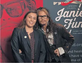  ??  ?? Aerosmith’s Steven Tyler poses with Kayla Rich yesterday at the Youth Villages Young Women of Excellence Breakfast.