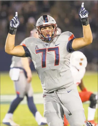  ?? UConn Athletics / UConn Athletics ?? Former UConn offensive lineman Trey Rutherford has an opportunit­y to be among the first players selected in Thursday’s Canadian Football League draft.
