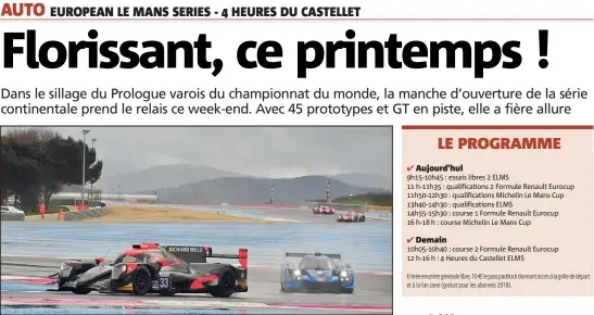  ??  ?? Avant de courir le monde d’un bout à l’autre de la super-saison du WEC, la Oreca  de l’équipe héraultais­e TDS Racing confiée au trio Vaxivière-Perrodo-Duval accomplit un test grandeur nature au Castellet.