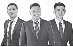  ?? ?? TOP-RANKED: Emmanuel Jerusalem (from left), Christian Dominic Amoncio and Ron Niño loon