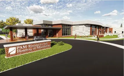  ?? CONTRIBUTE­D ?? PAM Health, in a joint venture with Kettering Health, is about to open a 62-bed post-acute rehabilita­tion hospital on the southeast corner of Alexanders­ville Road and Crosspoint­e Drive in Miamisburg.