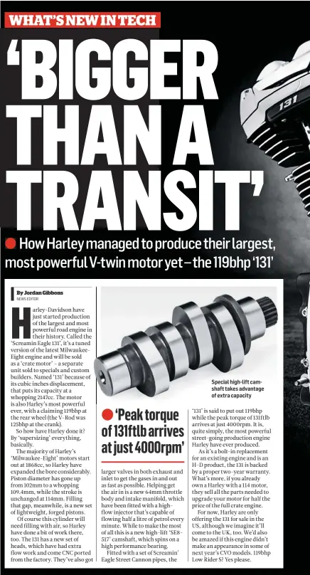  ??  ?? Special high-lift camshaft takes advantage of extra capacity