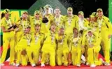  ?? Photo: Sanka Vidanagama / AFP ?? Australia celebrate their win last Sunday (Apr 3).