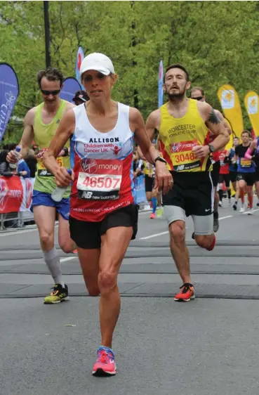  ??  ?? ABOVE Allison Blackmore at the 2019 London Marathon