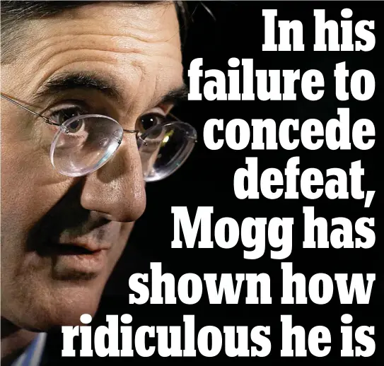  ??  ?? Icy with rage: Conservati­ve MP Jacob Rees-Mogg speaks to the media after Prime Minister Theresa May wins her confidence vote