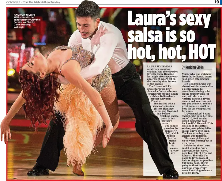  ??  ?? RAunchy: Laura Whitmore with her dance partner Giovanni Pernice on Strictly Come Dancing last night