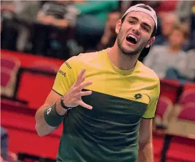  ?? AFP ?? In ascesa Matteo Berrettini, 23 anni: il romano ha incontrato Thiem 3 volte, ora il bilancio è 2-1 per l’austriaco