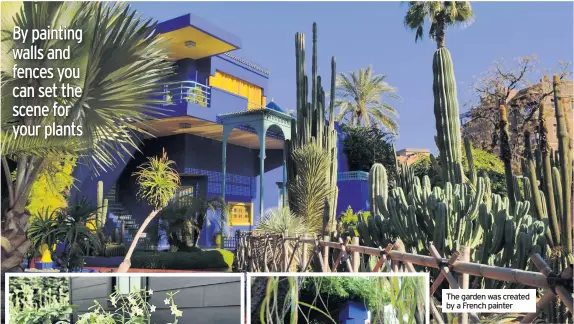  ??  ?? American gardener Nick McCullough has used black to dramatic effect in his space
Blue sweeping staircase makes a dramatic feature
The garden was created by a French painter