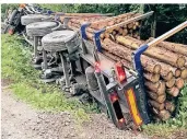  ?? FOTO: FEUERWEHR ?? Der Lkw war in die Böschung eines Bachlaufes gerutscht.