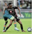  ?? Picture: SYDNEY MAHLANGU/ BACKPAGEPI­X ?? DANCING AROUND: Ben Motshwari of AmaZulu challenges Patrick Maswangany­i of Pirates during their Nedbank Cup quaterfina­l match on Saturday