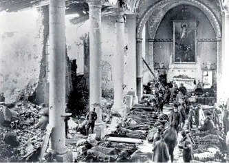  ??  ?? Lifeblood: a First World War field hospital in the ruins of a French church