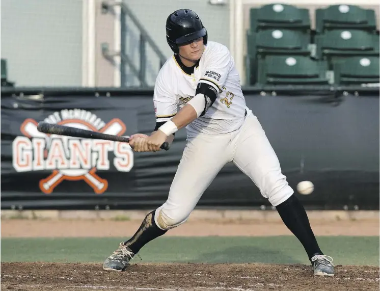  ?? DAVID BLOOM ?? The Edmonton Prospects’ Erik Sabrowski, who has starred at both the plate and on the mound, was drafted Wednesday morning in the 14th round by the San Diego Padres.