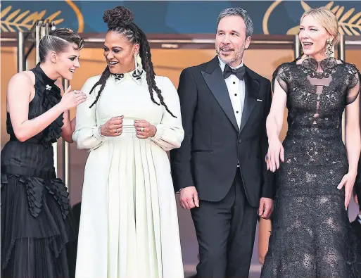  ?? ARTHUR MOLA/INVISION ?? From left: jury members Kristen Stewart, Ava DuVernay, Denis Villeneuve and Cate Blanchett upon arrival at the Cannes opening ceremony on Tuesday.