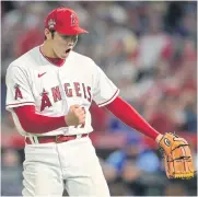  ?? USA TODAY SPORTS ?? Angels starting pitcher Shohei Ohtani reacts after the final out of the eighth inning of the game against the Royals.