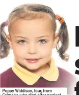  ??  ?? Poppy Widdison, four, from Grimsby, who died after neglect and abuse.