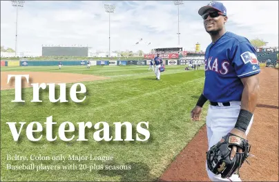  ?? AP PHOTO ?? Texas Rangers third baseman Adrian Beltre smiles as he walks onto the field to warm up prior to the team’s spring training baseball game against the Chicago White Sox in Surprise, Ariz., Thursday.