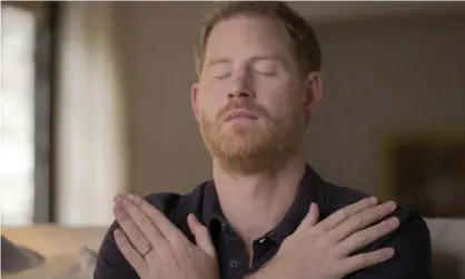  ??  ?? A grab from the Apple TV series The Me You Can’t See showing Prince Harry undergoing EMDR therapy. Photograph: Apple TV