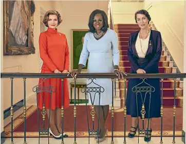  ?? SHOWTIME ?? Michelle Pfeiffer as Betty Ford, Viola Davis as Michelle Obama and Gillian Anderson as Eleanor Roosevelt.