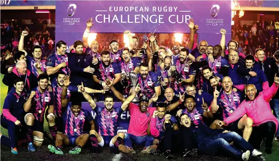  ??  ?? Just champion: Stade Francais celebrate their Challenge Cup win, meaning Laidlaw (below) will depart Gloucester on a low note