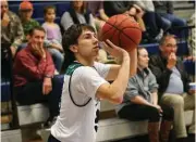  ?? Michael Minasi / Houston Chronicle ?? College Park’s Braden Kupfer (3) shoots during the high school boys basketball game against on Friday, Dec. 15, 2017, at College Park High School.