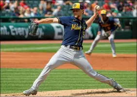  ?? PHIL LONG — THE ASSOCIATED PRESS ?? Midview grad Eric Lauer delivers against the Indians during the second inning Sept. 12.