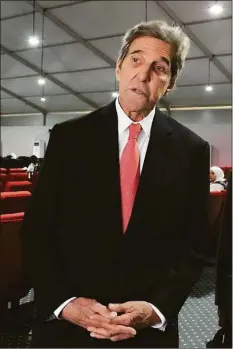  ?? Peter Dejong / Associated Press ?? U.S. Special Presidenti­al Envoy for Climate John Kerry attends a session on biodiversi­ty at the COP27 U.N. Climate Summit on Wednesday in Sharm el-Sheikh, Egypt.