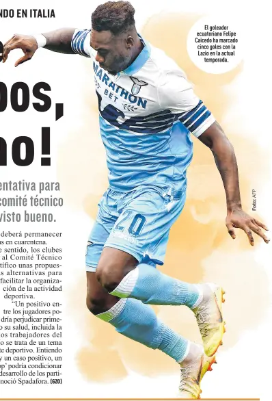  ??  ?? El goleador ecuatorian­o Felipe Caicedo ha marcado cinco goles con la Lazio en la actual
temporada.