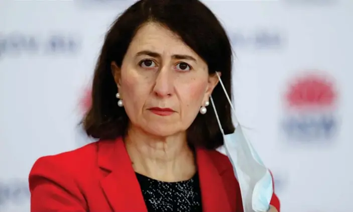  ?? Photograph: Brendon Thorne/AAP ?? The NSW premier Gladys Berejiklia­n on Sunday announced 1,485 new Covid cases and again warned numbers would continue to rise.