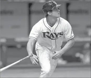  ?? CHRIS O’MEARA/ THE ASSOCIATED PRESS ?? Wil Myers hits a second-inning home run Monday off Toronto Blue Jays pitcher Esmil Rogers in St. Petersburg, Fla.