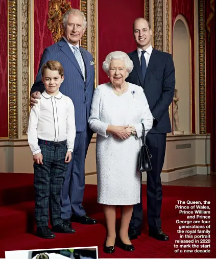  ?? ?? The Queen, the Prince of Wales, Prince William and Prince George are four generation­s of the royal family in this portrait released in 2020 to mark the start of a new decade