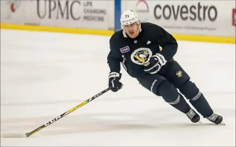  ?? Andrew Stein/Post-Gazette ?? Center Evgeni Malkin had successful surgery on his elbow Monday, but is only expected to be out for a few weeks.