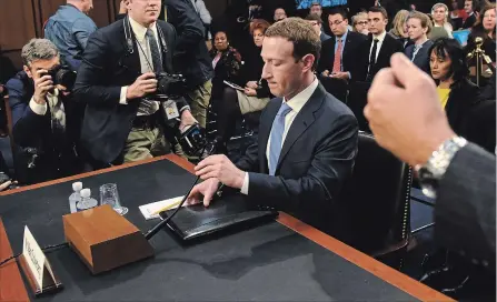  ?? MICHAEL ROBINSON CHAVEZ WASHINGTON POST ?? Facebook CEO Mark Zuckerberg was called to testify in Congress about Cambridge Analytica.