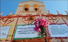  ?? PHOTO BY CESAR NEYOY/BAJO EL SOL ?? IMMACULATE HEART OF MARY CATHOLIC CHURCH in Somerton, closed to parishione­rs amid the coronaviru­s pandemic, is among the parishes in the Diocese of Tucson gradually reopening their doors.