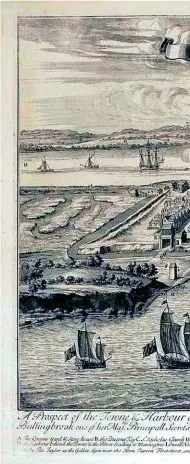  ??  ?? Left: Christophe­r Jones; his house in Harwich’s old town. Above: Harwich in a 1725 engraving by Johannes Kip